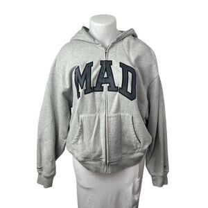 Gap x Madhappy Gray Mad Full Zip Hoodie Hooded Long Sleeve Sweatshirt Top Sz XL